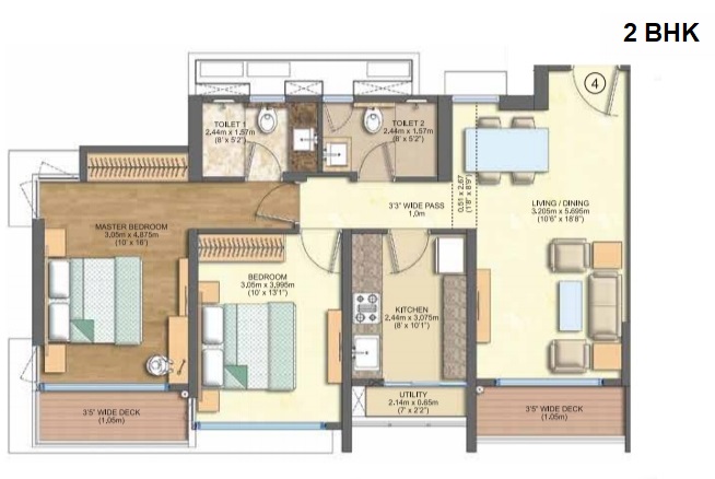 Wadhwa Courtyard Thane 2 BHK Plan