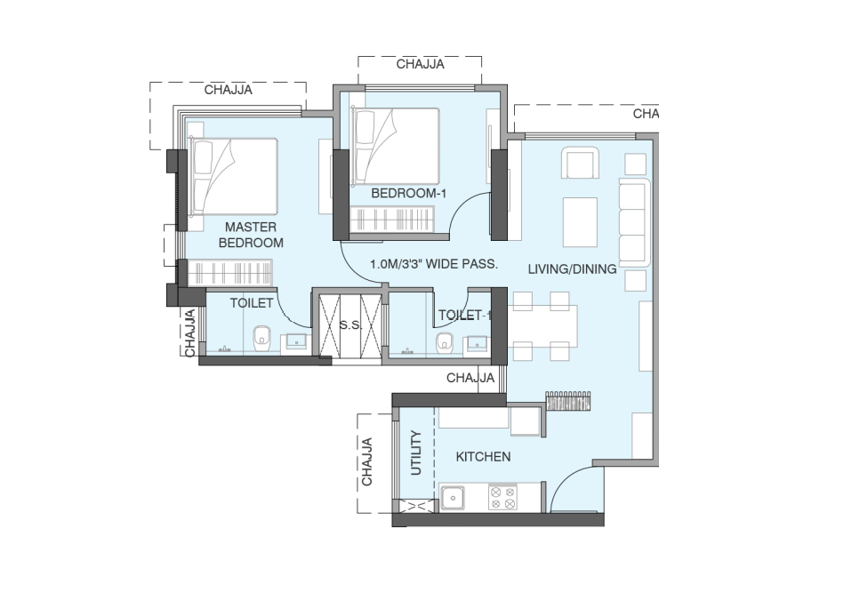 Wadhwa TW Gardens Kandivali 2 BHK Plan